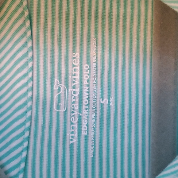 Boys Vineyard Vines Green and white stripe polo - Picture 3 of 3